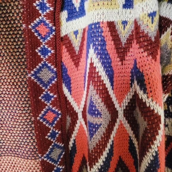 Aztec south western colorful crochet knit long Cardigan size S - Picture 6 of 10